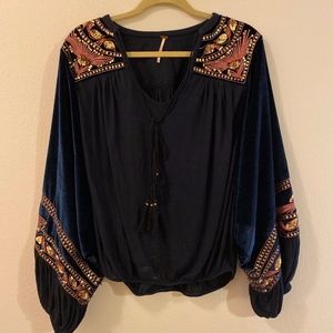Free People Beaded Velvet Top